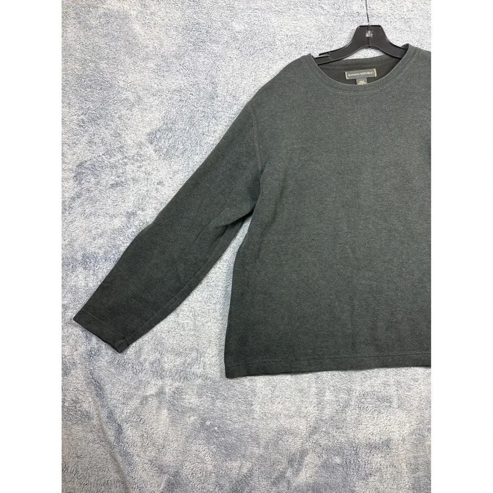 Banana Republic Mens L Gray Cotton Sweater Crewneck Long Sleeve Knit Pullover